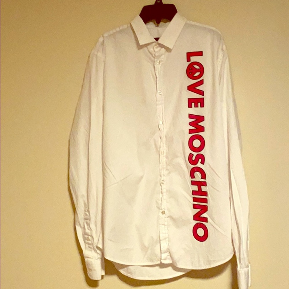 Long Sleeve Moschino Shirt White / Red